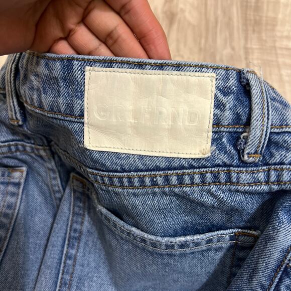 Grlfrnd Karolina High-Rise Straight Distressed Crop Blue Jeans Size 29 - Picture 12 of 12